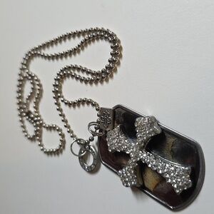 Kate Mesta Faith Rhinestone Cross Dogtag Necklace